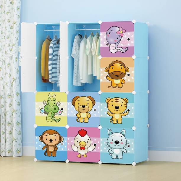 Sasimo 12-Door 10-Shelf Plastic Carbon Steel Collapsible Wardrobe