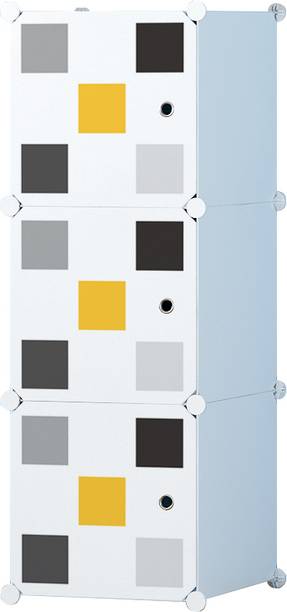 GIBI 3-Door 3-Shelf Plastic PC Collapsible Wardrobe