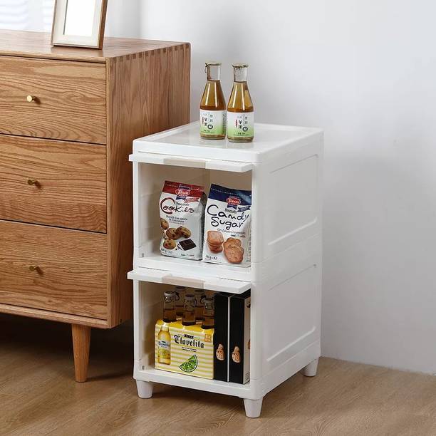 Novatic Kitchen Rack, Square Rotating 2 Layer Trolley, Kitchen basket, Kitchen stand Plastic Kitchen Trolley