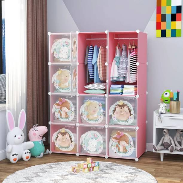 Evrum 12-Door 12-Shelf Plastic almirah for kids, almirah of clothes ,cupboard PC Collapsible Wardrobe
