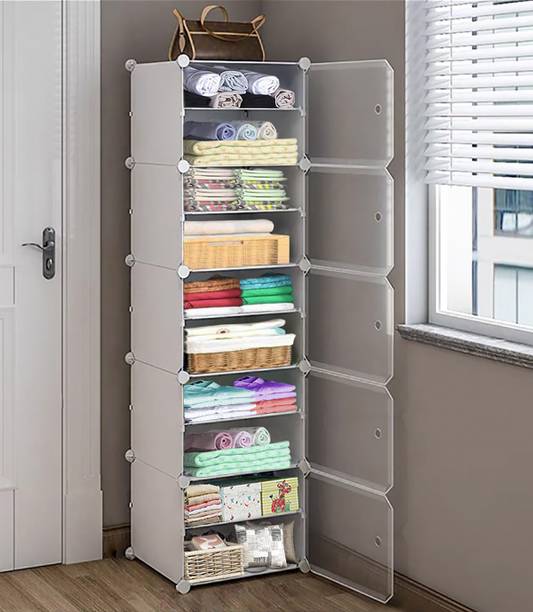 Kybero 5-Door 10-Shelf Plastic PC Collapsible Wardrobe