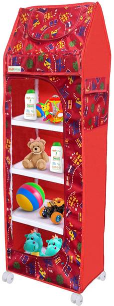 Oyo Baby Multipurpose Plastic Baby Almirah/Kids Wardrobe/Folding Almirah, 5 Shelves Cotton Collapsible Wardrobe
