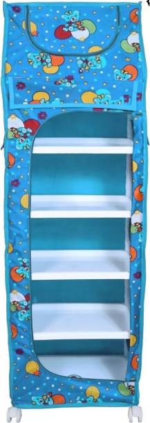 Seshekhu 1 Door 6 Shelf Fabric Plastic PVC Collapsible Wardrobe