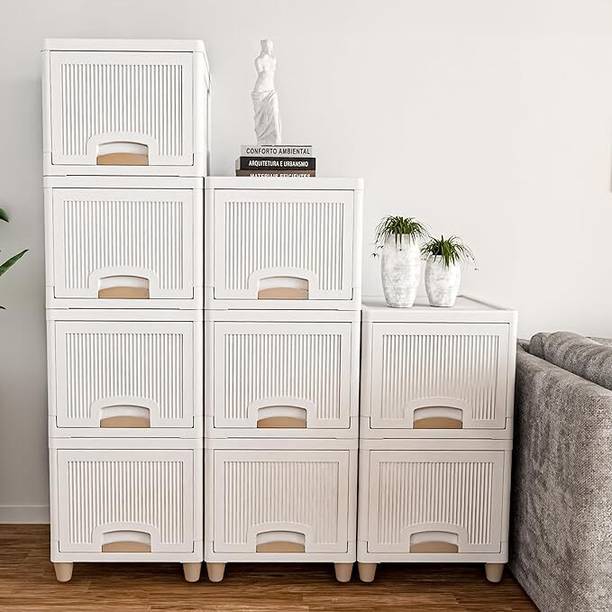 Finner 2 Units Foldable Plastic Cabinet For Storage Wardrobe For Clothes PVC Collapsible Wardrobe