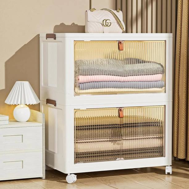 Sasimo 2-Door 2-Shelf Plastic foldable Cupboard PC Collapsible Wardrobe