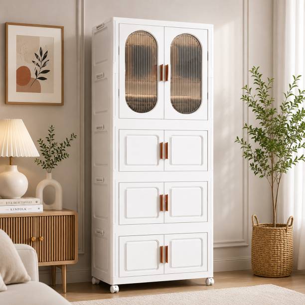 Sasimo 1-Wardrobe 8-Door 4-Shelf Plastic foldable Cupboard PC Collapsible Wardrobe