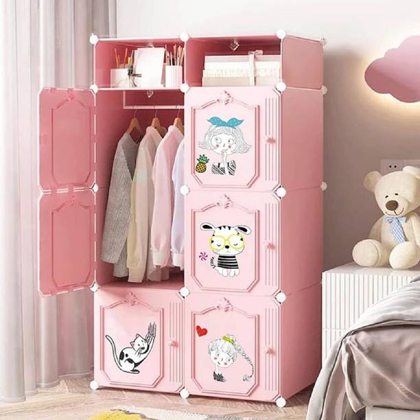 Evrum 6-Door 8-Shelf Plastic almirah for kids, almirah of clothes ,cupboard PC Collapsible Wardrobe