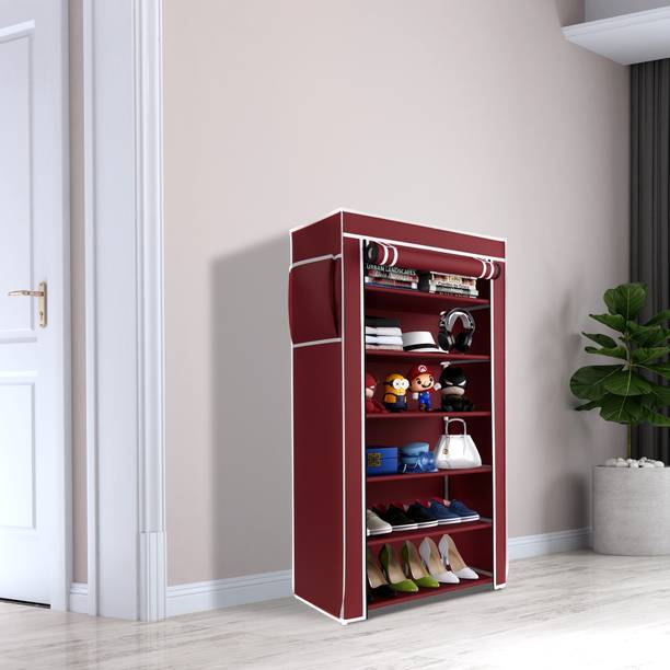 FABURA 6 shelfs plastic pipes & cover PP Collapsible Wardrobe