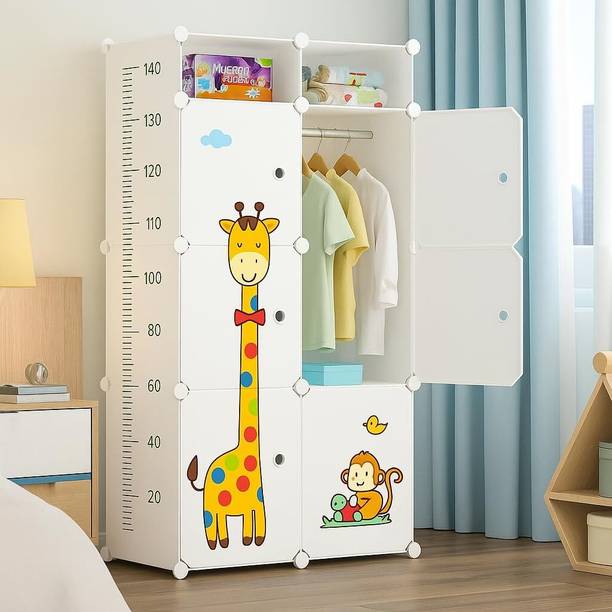 Evrum 8-Door 8-Shelf Plastic almirah for kids, almirah of clothes ,cupboard PC Collapsible Wardrobe