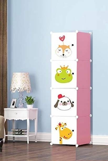 Flipkart Perfect Homes Studio ® 4 Cube Portable Closet Wardrobe Storage Organizer Cabinet for Books,Cloth,Toys PP Collapsible Wardrobe