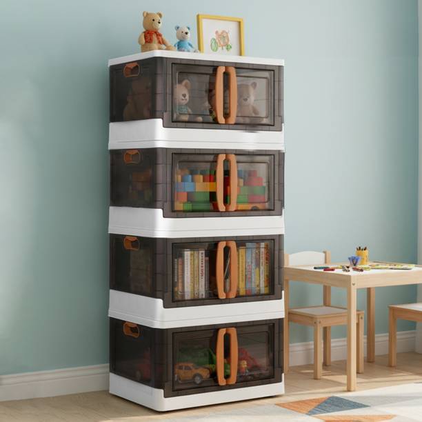 Cello Plastic Cupboard For Storage, Foldable Cabinet for Clothes & Luggage Organizers PP Collapsible Wardrobe