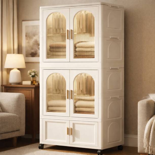 Sasimo 1-Wardrobe 6-Door 3-Shelf Plastic foldable Cupboard PC Collapsible Wardrobe