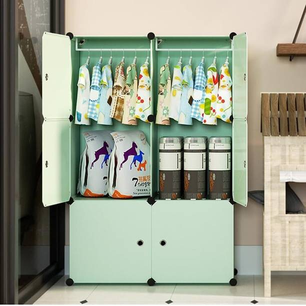 Evrum 6-Door 8-Shelf Plastic almirah for kids, almirah of clothes ,cupboard PC Collapsible Wardrobe