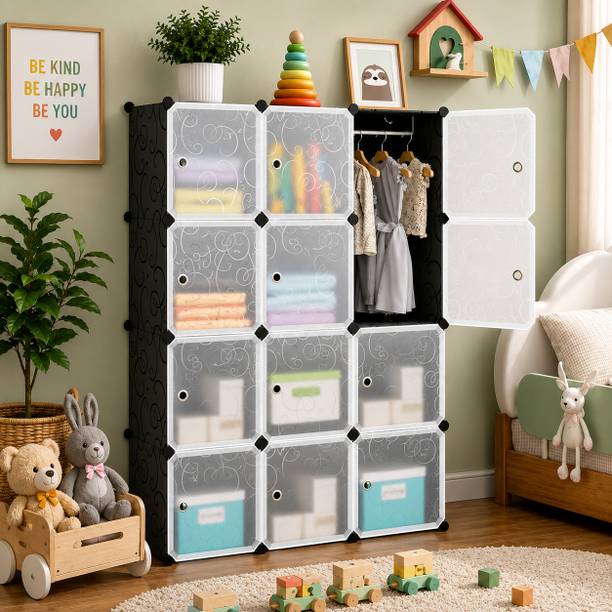 Hayosha 12-Door 12-Shelf Plastic kids & Adults Collapsible Cupboard PC Collapsible Wardrobe