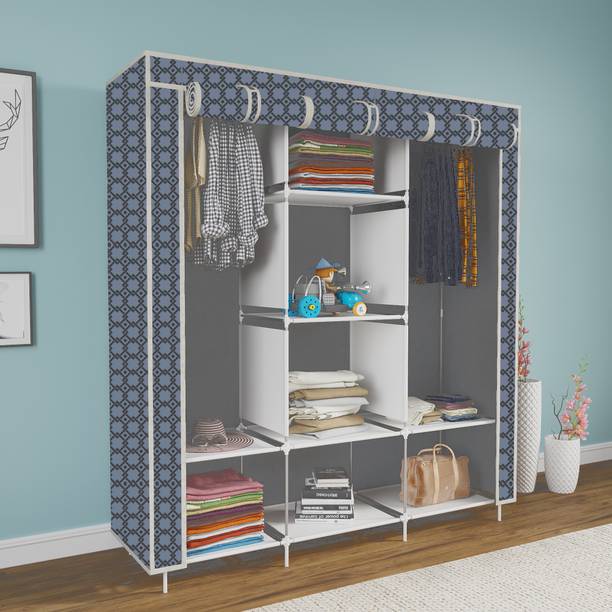 INSIDE STYLE 2 Door 6 Shelves Cloth Rack Carbon Steel Collapsible Wardrobe Carbon Steel Collapsible Wardrobe