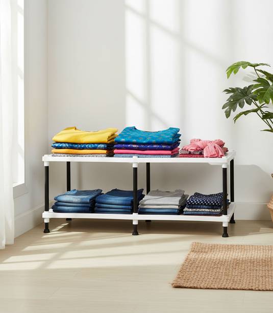 FurniGully 2 Layer Multiuse Wardrobe Storage Rack for Home |Durable & Portable Metal Pipe Carbon Steel Collapsible Wardrobe