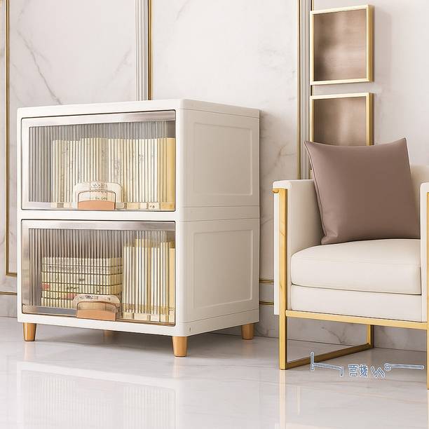 Evrum 2-Shelf Plastic Collapsible Cupboard PC Collapsible Wardrobe