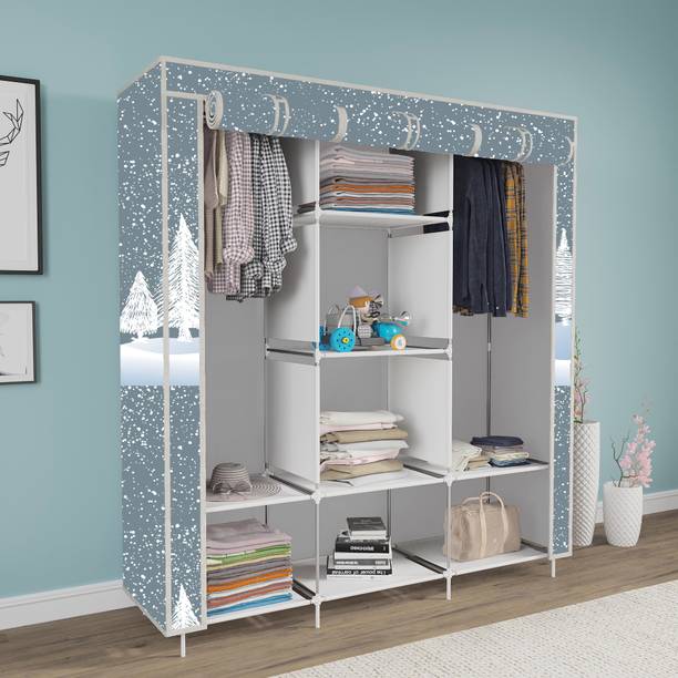 INSIDE STYLE 2 Door 6 Shelves Cloth Rack Carbon Steel Collapsible Wardrobe Carbon Steel Collapsible Wardrobe