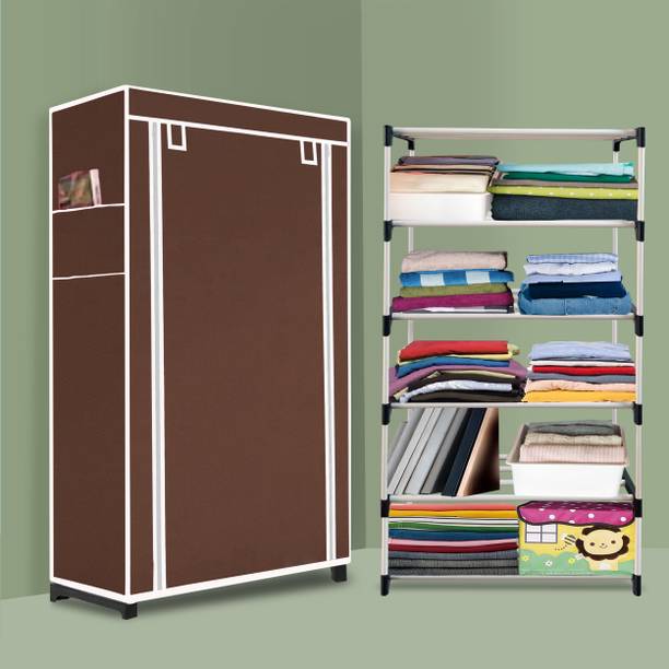 INSIDE STYLE Portable Collapsible Cloth Wardrobe – 6 Shelf Foldable Storage Cabinet PP Collapsible Wardrobe