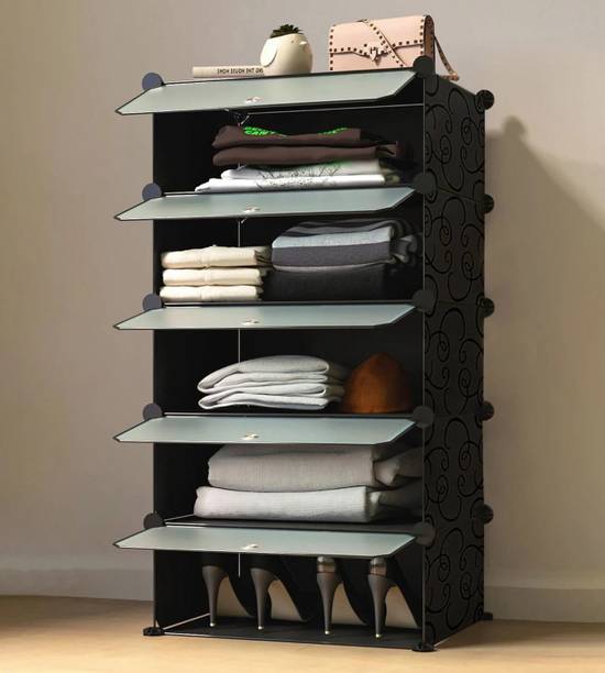 Sasimo 5-Door 5-Shelf Plastic kids Collapsible Cupboard PC Collapsible Wardrobe