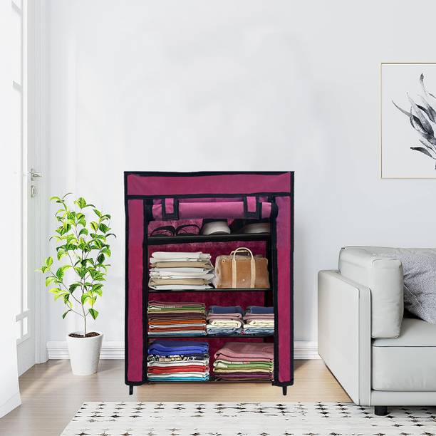 GlowSilk 4 Tier Carbon Steel Collapsible Wardrobe