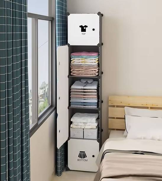 Sasimo 5-Door 5-Shelf Plastic kids Collapsible Cupboard PC Collapsible Wardrobe