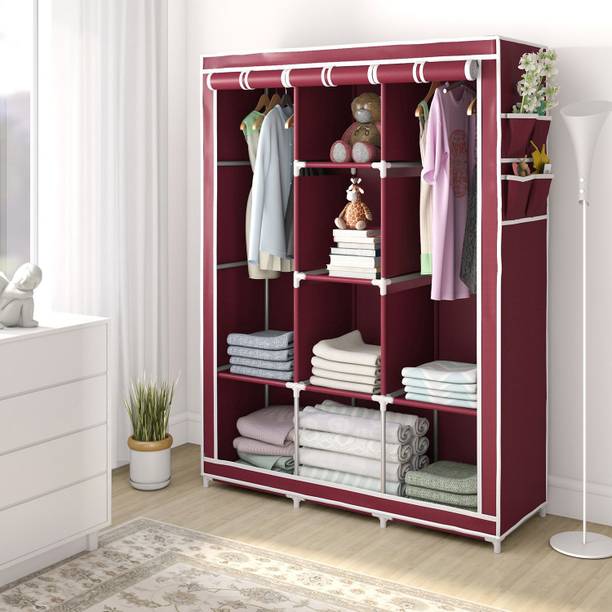 Flipkart Perfect Homes Studio 3 Door 8 Shelf Carbon Steel Collapsible Wardrobe
