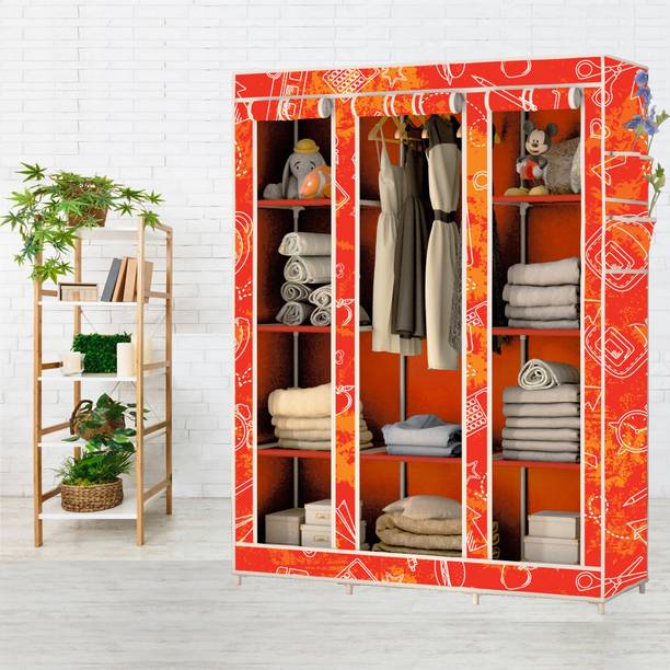 SPIRITED 10 Shelf Digital Print Carbon Steel Collapsible Wardrobe