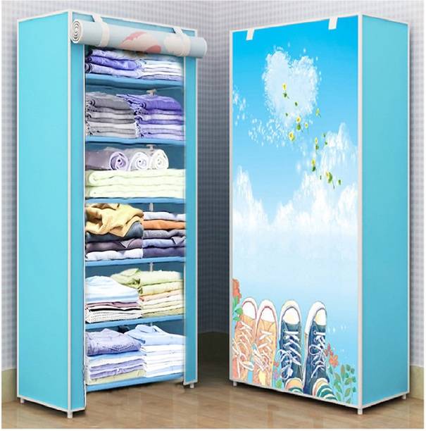 colcum 6 SHELVES HEART CLOUD Micro Fiber Collapsible Wardrobe