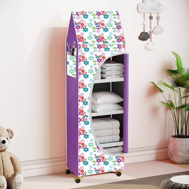 FurniGully Baby 5 Shelve Unbreakable Material PVC Collapsible Wardrobe PP Collapsible Wardrobe