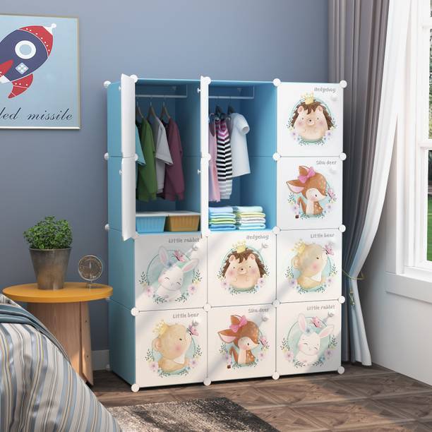 EXVITO 12-Door 12-Shelf Plastic almirah for kids, almirah of clothes ,cupboard clothes PC Collapsible Wardrobe