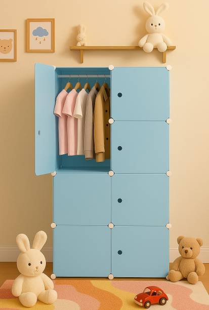 SNKR ESSENTIALS 8-Door 8-Shelf Plastic kids Collapsible Cupboard Clothes Rack PP Collapsible Wardrobe