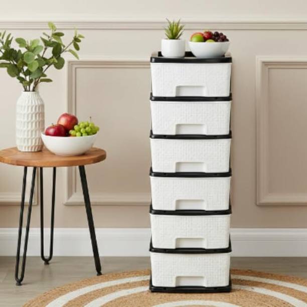 ASHLAS Plastic Modular Drawer Storage Chest Of Drawers Organizer Storage Box 6 Layer PP Collapsible Wardrobe