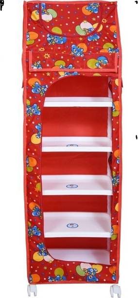 Seshekhu 1 Door 6 Shelf Fabric Plastic Kids rack PVC Collapsible Wardrobe
