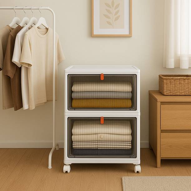 Etoly 2-Shelves Closet Organizers And Folding Storage Box wardrobe clothes organizer PC Collapsible Wardrobe