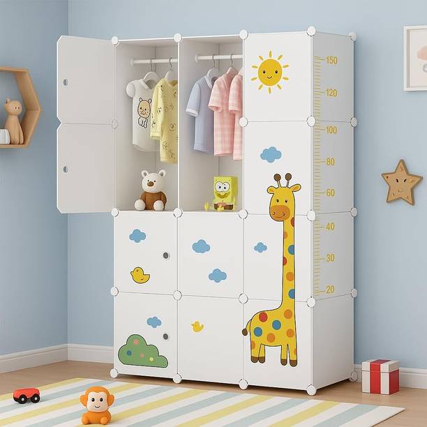Evrum 12-Door 12-Shelf Plastic almirah for kids, almirah of clothes ,cupboard PC Collapsible Wardrobe