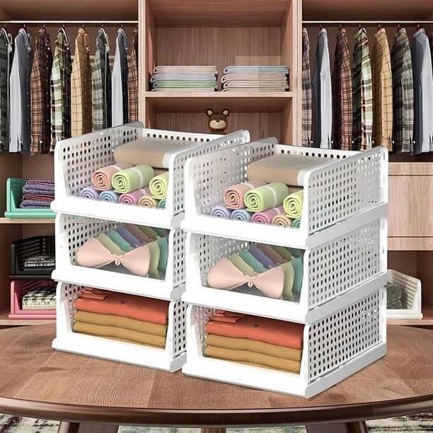 ASHLAS 6 Pieces Wardrobe Organizer for Storage/Polypropylene Foldable PP Collapsible Wardrobe