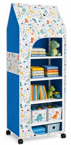 Porchex 1 Door 6 Shelf Fabric PP Metal ,Office , Badroom,Kids rooms,Storage rooms Carbon Steel Collapsible Wardrobe