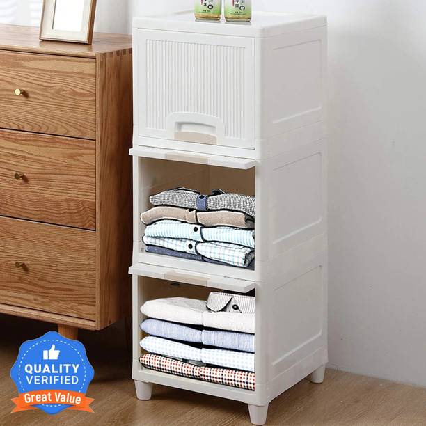 Sasimo 3-Door 3-Shelf Plastic foldable Cupboard PC Collapsible Wardrobe