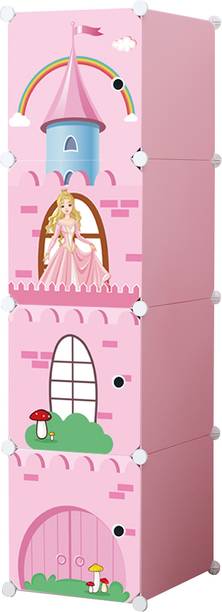 GIBI 4-Door 4-Shelf Plastic PC Collapsible Wardrobe