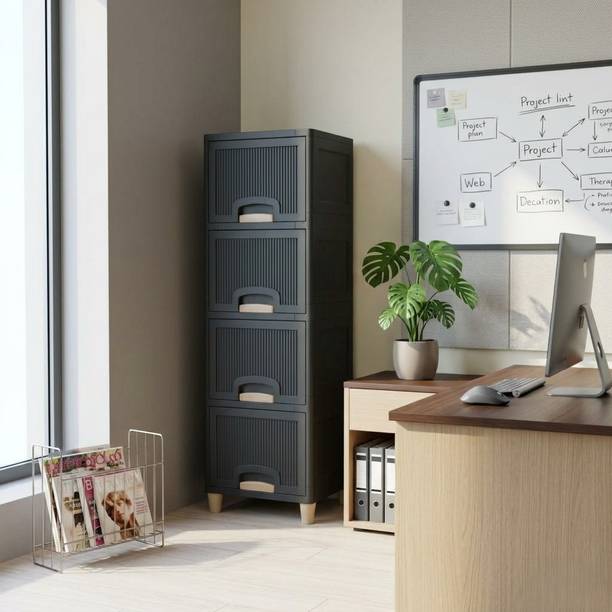 GROTHEORY Space Efficient Multi-Layer Storage Cabinet for Home Plastic Close Book Shelf