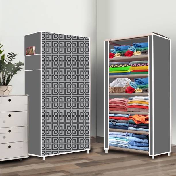 mr extension 6 Shelf Cabinet Printed PP Collapsible Wardrobe