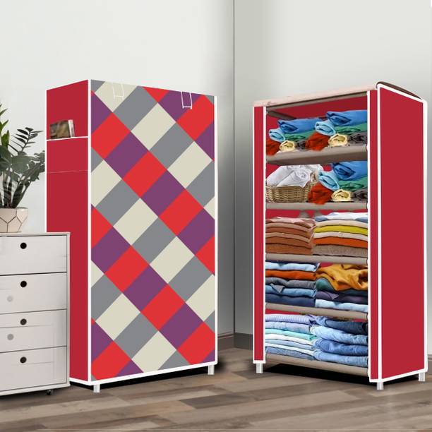 wrt 5 Layer Diamond Wall Print PVC Collapsible Wardrobe