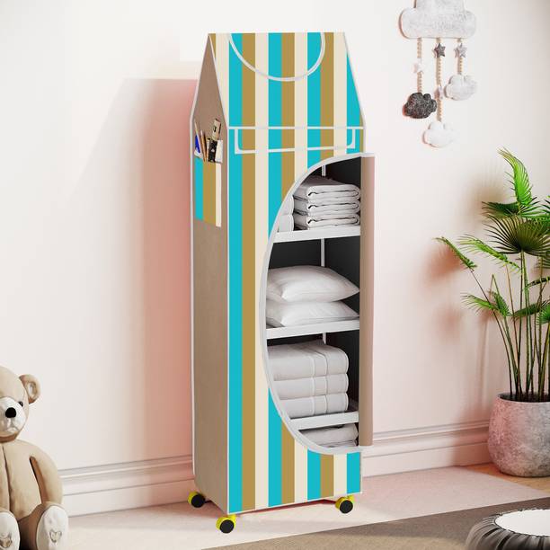 FurniGully Baby 5 Shelve Unbreakable Material PVC Collapsible Wardrobe PP Collapsible Wardrobe