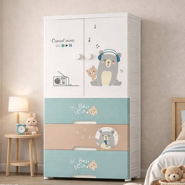 Sasimo 1-Wardrobe 3-Drawer 4-Shelf Plastic foldable Cupboard PC Collapsible Wardrobe