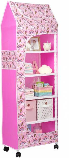 HEGZI Baby Wardrobe Foldable Plastic Almirah for Clothes Kids Storage PVC Collapsible Wardrobe