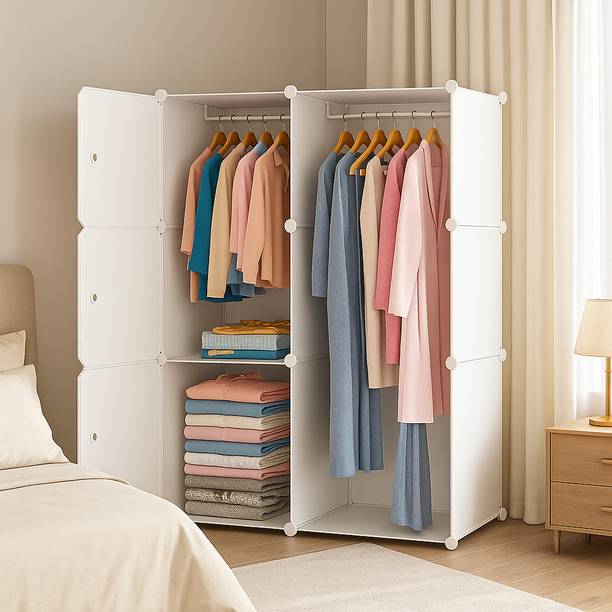 Owme 6-Door 6-Shelf Plastic Carbon PP Collapsible Wardrobe for Kids & Bedroom HJ1 - PP Collapsible Wardrobe