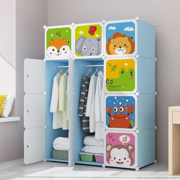 Sasimo 12-Door 8-Shelf Plastic Carbon Steel Collapsible Wardrobe