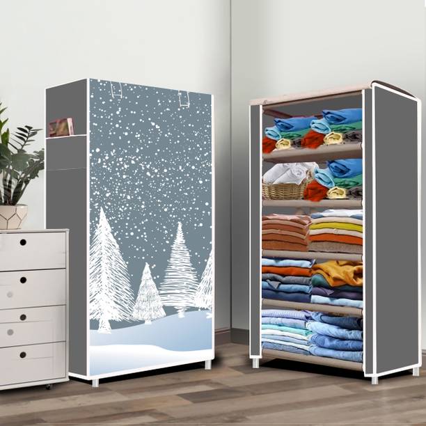 Furndaddy 5 Layer Felling Snow Print PVC Collapsible Wardrobe