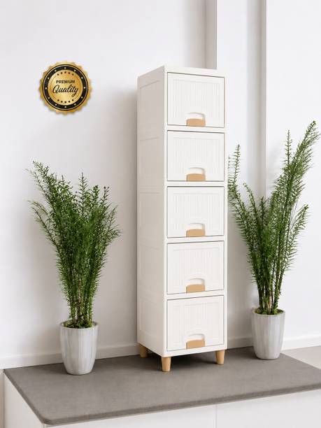MECHON 5 Layer Foldable Cabinet Plastic Cupboard For Storage Plastic Modular Drawer PVC Collapsible Wardrobe
